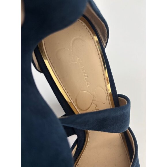 Jessica Simpson Heels 51/2 Suede Platform Chunky Block Y2K Night Out Studio 54 - Picture 14 of 15